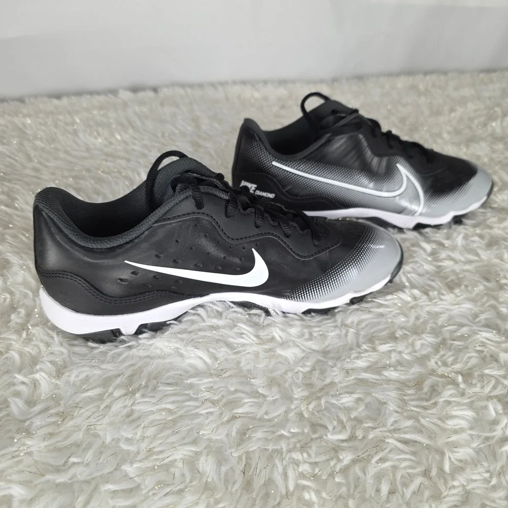 Nike Diamond Alpha Huarache NXT Baseball Cleats Black White‎ Youth 5.5Y